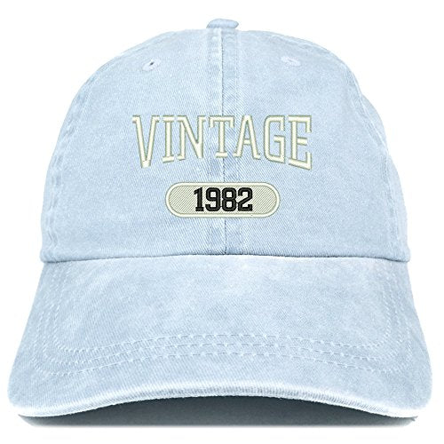 Trendy Apparel Shop Vintage 1982 Embroidered 39th Birthday Soft Crown Washed Cotton Cap