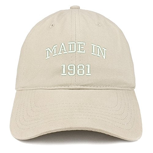 Trendy Apparel Shop Made in 1981 Text Embroidered 40th Birthday Brushed Cotton Cap