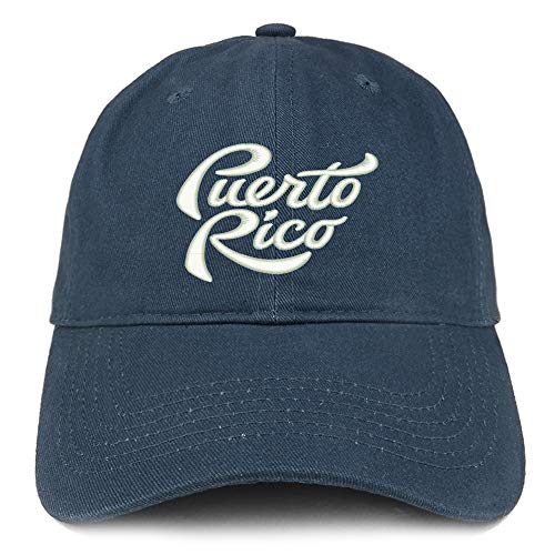 Trendy Apparel Shop Puerto Rico Script Embroidered Soft Crown 100% Brushed Cotton Cap