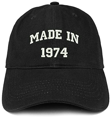 Trendy Apparel Shop Made in 1974 Text Embroidered 47th Birthday Brushed Cotton Cap