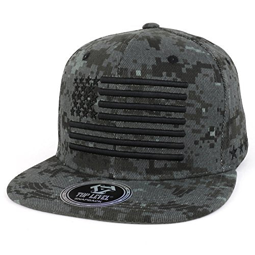 Trendy Apparel Shop USA Flag 3D Embroidered Structured Camouflage Snapback Cap