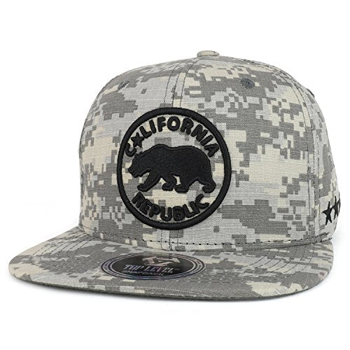 Trendy Apparel Shop California Republic Bear Embroidered Flat Bill Cotton Snapback Cap