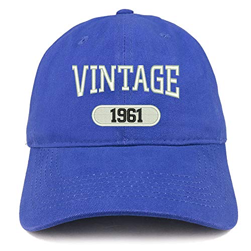 Trendy Apparel Shop 60th Birthday Vintage 1961 Soft Crown Brushed Cotton Cap