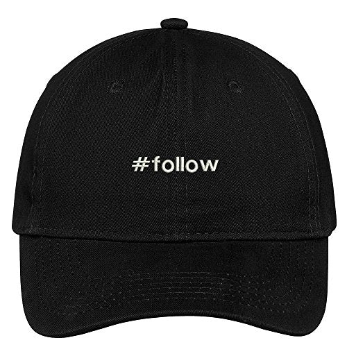 Trendy Apparel Shop Hashtag #Follow Embroidered Low Profile Soft Cotton Brushed Baseball Cap