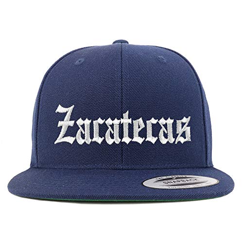 Trendy Apparel Shop Old English Zacatecas White Embroidered Flatbill Snapback Baseball Cap