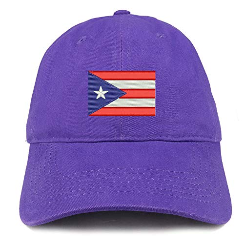 Trendy Apparel Shop Puerto Rico Flag Embroidered Soft Crown 100% Brushed Cotton Cap