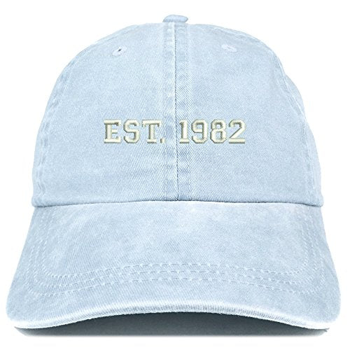 Trendy Apparel Shop EST 1982 Embroidered - 39th Birthday Gift Pigment Dyed Washed Cap