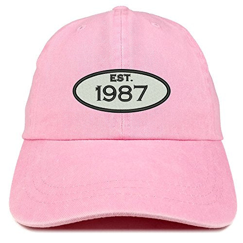 Trendy Apparel Shop Established 1987 Embroidered 34th Birthday Gift Pigment Dyed Washed Cotton Cap