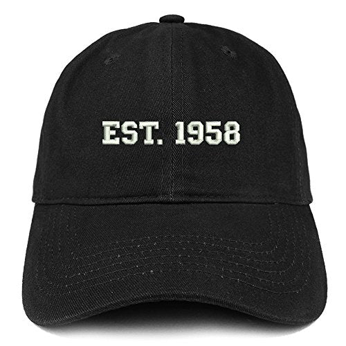 Trendy Apparel Shop EST 1958 Embroidered - 63rd Birthday Gift Soft Cotton Baseball Cap