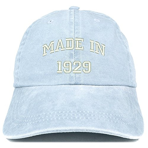 Trendy Apparel Shop Made in 1929 Text Embroidered 92nd Birthday Washed Cap
