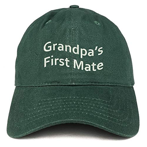 Trendy Apparel Shop Grandpa's First Mate Embroidered Soft Crown 100% Brushed Cotton Cap