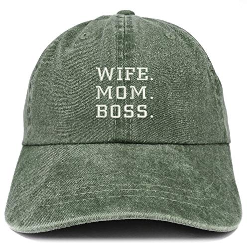 Trendy Apparel Shop Wife Mom Boss Embroidered Washed Cotton Adjustable Cap