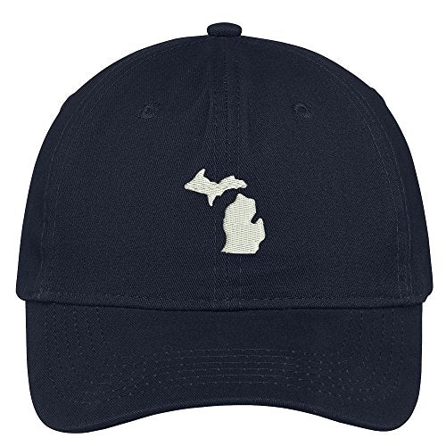 Trendy Apparel Shop Michigan State Map Embroidered Low Profile Soft Cotton Brushed Baseball Cap
