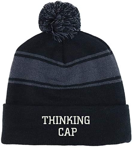 Trendy Apparel Shop Thinking Cap Two Tone Pom Striped Long Beanie Hat