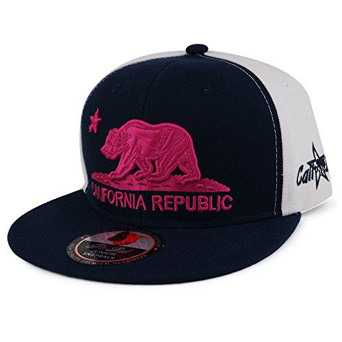 Trendy Apparel Shop Kids 3D Embroidered California Republic Bear Flatbill Snapback Cap
