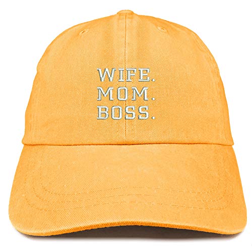 Trendy Apparel Shop Wife Mom Boss Embroidered Washed Cotton Adjustable Cap