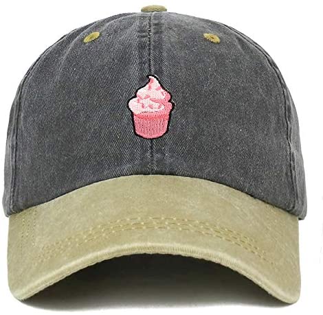 Trendy Apparel Shop Cupcake Patch Pigment Dyed Washed Two Tone Baseball Cap