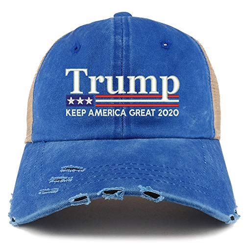Trendy Apparel Shop Trump Keep America Great 2020 Flag Frayed Bill Trucker Cap