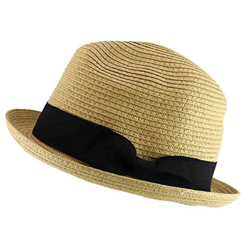 Trendy Apparel Shop Men's Toyo Paper Braid Upturn Brim Summer Fedora Hat