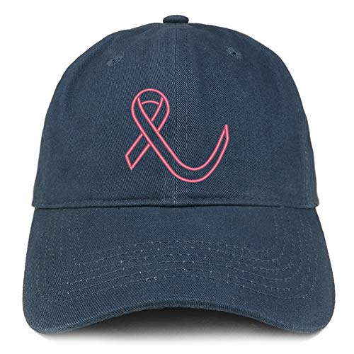 Trendy Apparel Shop Breast Cancer Ribbon Embroidered Soft Brushed Cotton Cap