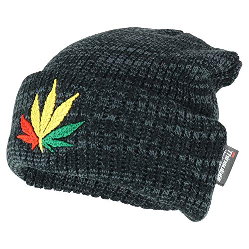 Trendy Apparel Shop Marijuana Weed Leaf Embroidered 3M Thinsulate Cuff Beanie