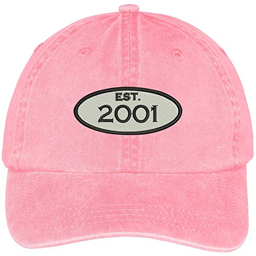 Trendy Apparel Shop Established 2002 Embroidered 18th Birthday Gift Pigment Dyed Washed Cotton Cap