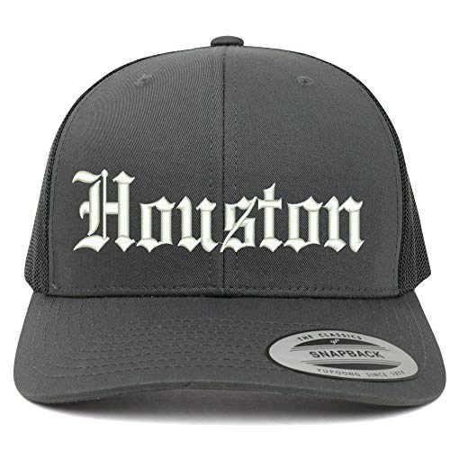 Trendy Apparel Shop Old English Font Houston City Embroidered 6 Panel Mesh Cap