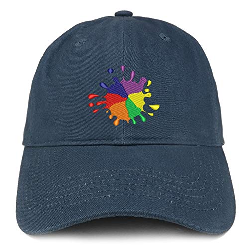 Trendy Apparel Shop Rainbow Color Splash Embroidered Brushed Cotton Cap
