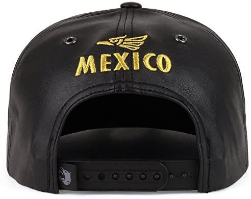 Trendy Apparel Shop Hecho en Mexico Eagle 3D High Frequency Logo PU Leather Snapback Cap