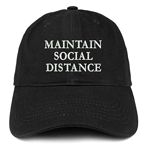Trendy Apparel Shop Maintain Social Distance Embroidered Soft Crown Cotton Cap