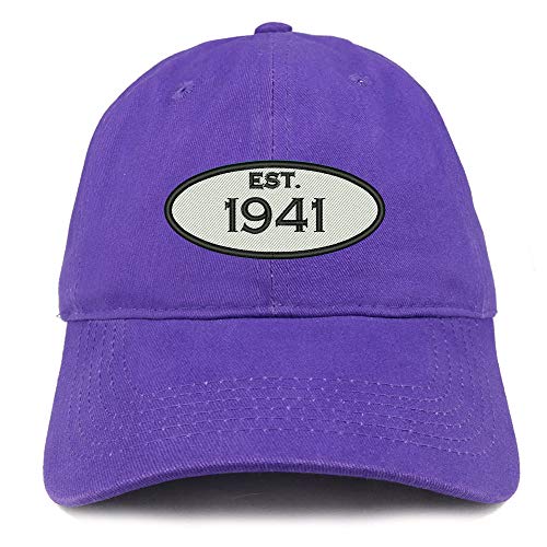 Trendy Apparel Shop 80th Birthday Established 1941 Soft Crown Brushed Cotton Cap