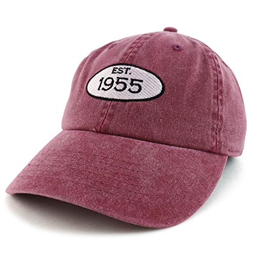 Trendy Apparel Shop 65th Birthday Established 1956 Washed Cotton Adjustable Cap