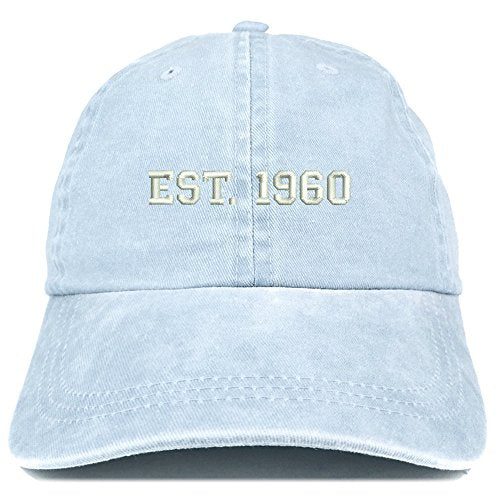 Trendy Apparel Shop EST 1960 Embroidered - 61st Birthday Gift Pigment Dyed Washed Cap