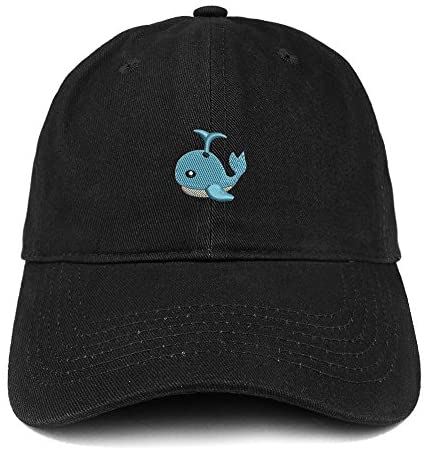 Trendy Apparel Shop Spouting Whale Emoticon Embroidered 100% Soft Brushed Cotton Low Profile Cap