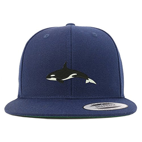 Trendy Apparel Shop Orca Killer Whale Embroidered Flat Bill Snapback Baseball Cap