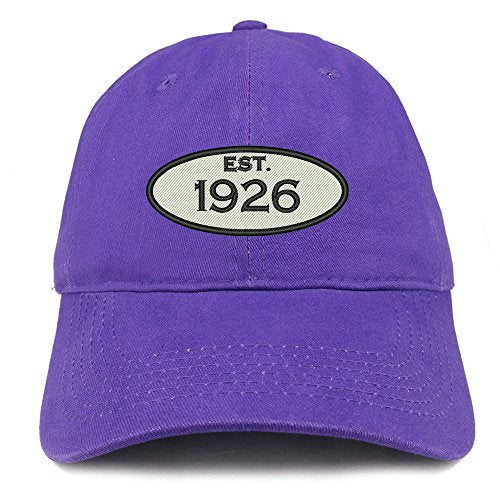 Trendy Apparel Shop Established 1926 Embroidered 95th Birthday Gift Soft Crown Cotton Cap