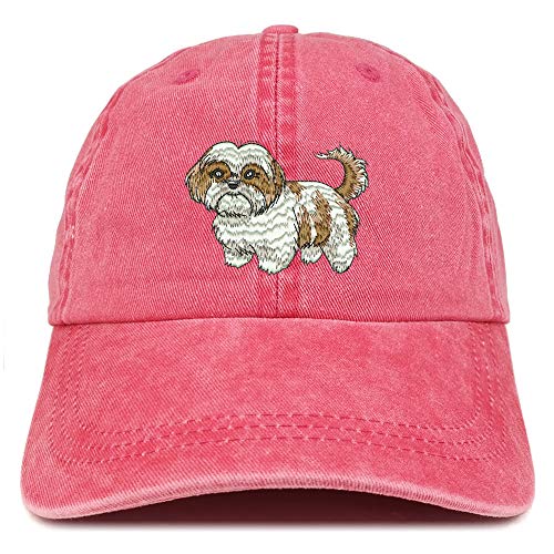 Trendy Apparel Shop Shih Tzu Embroidered Washed Low Profile Cap