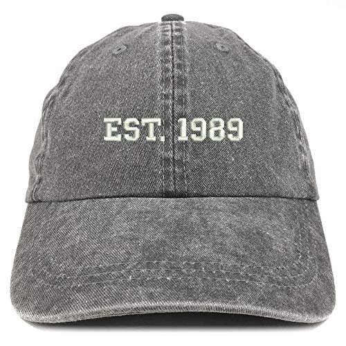 Trendy Apparel Shop EST 1988 Embroidered - 32nd Birthday Gift Pigment Dyed Washed Cap