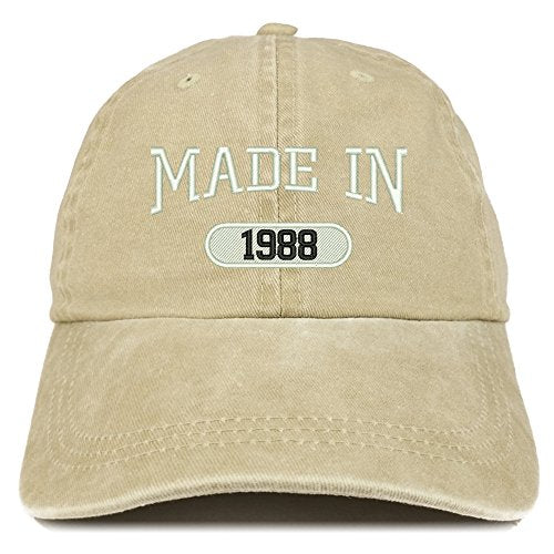 Trendy Apparel Shop Made in 1988 Embroidered 33rd Birthday Washed Baseball Cap