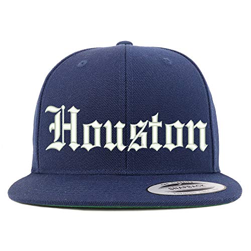 Trendy Apparel Shop Old English Font Houston City Embroidered Flat Bill Cap