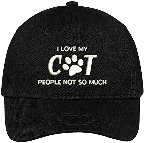 Trendy Apparel Shop I Love My Cat Embroidered Soft Low Profile Cotton Cap Dad Hat
