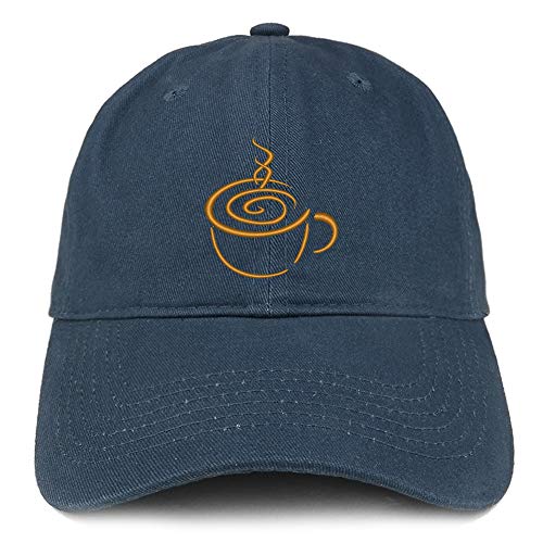 Trendy Apparel Shop Coffee Cup Embroidered Soft Crown 100% Brushed Cotton Cap