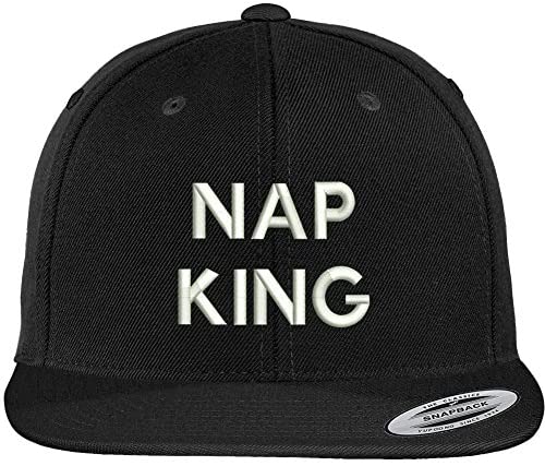 Trendy Apparel Shop Nap King Embroidered Flatbill Snapback Baseball Cap