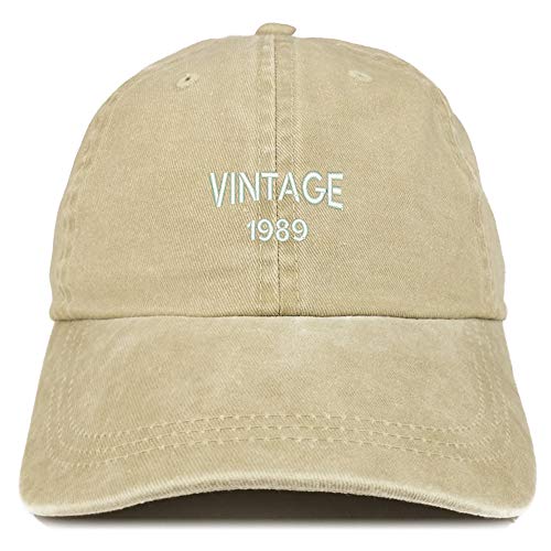 Trendy Apparel Shop Small Vintage 1989 Embroidered 32nd Birthday Washed Pigment Dyed Cap