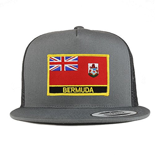 Trendy Apparel Shop Bermuda Flag 5 Panel Flatbill Trucker Mesh Snapback Cap