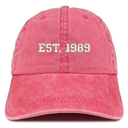 Trendy Apparel Shop EST 1988 Embroidered - 32nd Birthday Gift Pigment Dyed Washed Cap