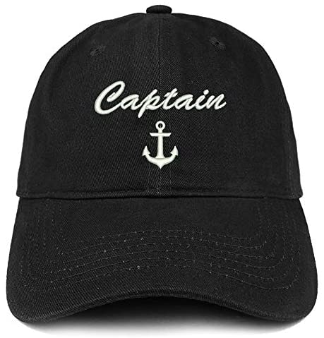 Trendy Apparel Shop Captain Anchor Script Embroidered Soft Crown 100% Brushed Cotton Cap
