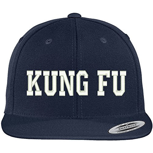 Trendy Apparel Shop Kung Fu Embroidered Flat Bill Adjustable Snapback Cap