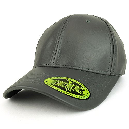 Trendy Apparel Shop Flex Fitted PU Leather Structured Baseball Cap
