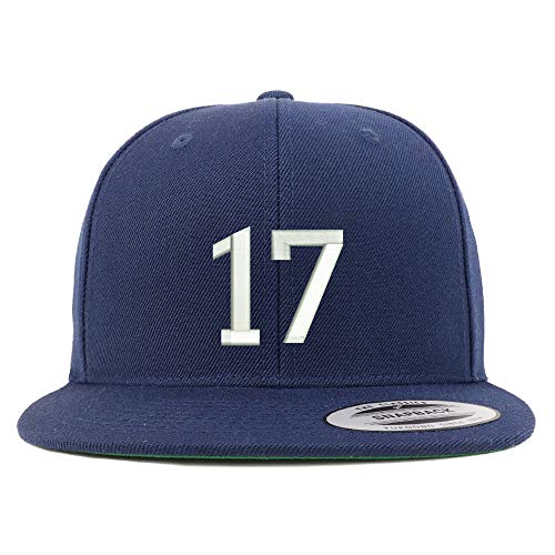 Trendy Apparel Shop Number 17 Embroidered Snapback Flatbill Baseball Cap